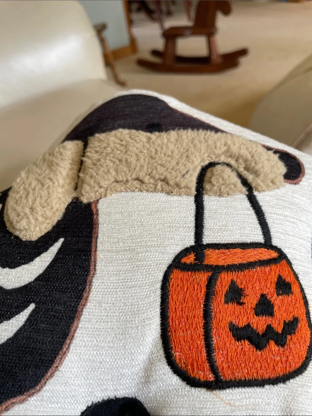 Halloween Dachshund Skeleton Decorative Pillow - Black, White & Orange